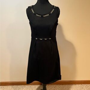 Merona Black Dress with Gold Chain Detail